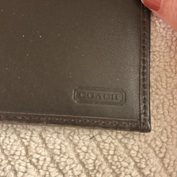 Vintage Coach Brown Signature Checkbook Cover Leather Trim with Pen Loop EUC - Picture 4 of 16